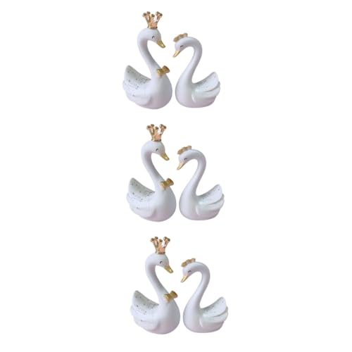 Amosfun 3 Paare Swan Resin Art Décor Teiliges für Hochzeit Geburtstag Cake Topper und Autodekoration Langlebige und Kreative Figuren für und Partydesign von Amosfun