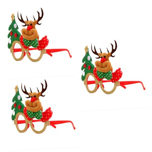 Amosfun 3 Stk Weihnachts-cosplay-stütze Lustige Brille Neuheit Weihnachtsbrillen Cartoon-brille Frohe Weihnachten Brillen Weihnachtsglitzer Party Brille Kleines Geschenk Geweih Ältere von Amosfun