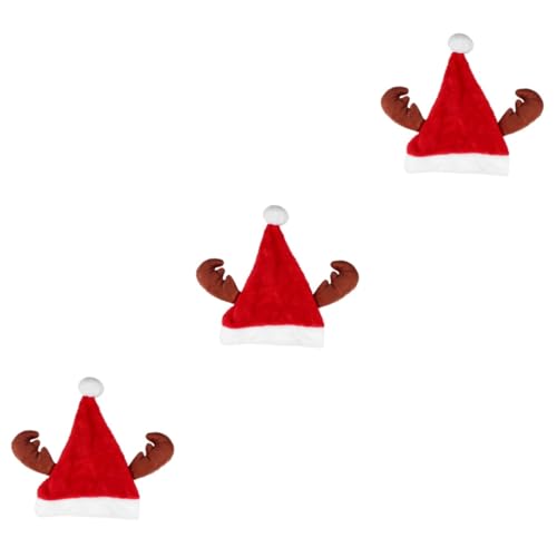 Amosfun 3 Stk Weihnachtsgeweihmütze Weihnachtsmann-plüschmütze Urlaub Weihnachtsmütze Rote Weihnachtsmütze Feiertags-partyhüte Weihnachtsmütze Mit Geweih Kinder Plüschstoffe Pullover von Amosfun