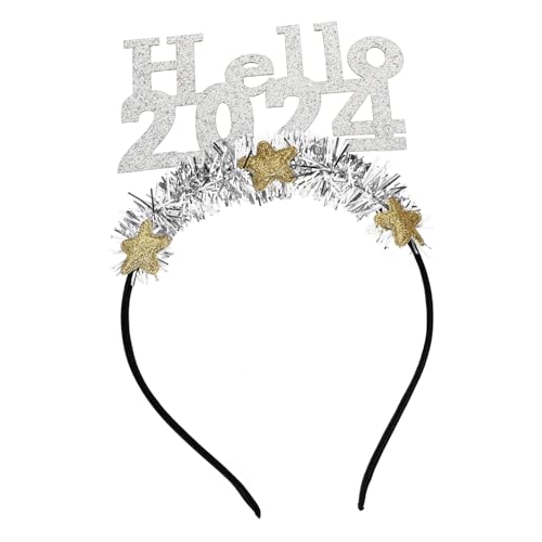 Amosfun 3 Stück 2024 2024 Stirnband Partyzubehör für Silvester 2023 Party-Kopfschmuck Kappen Haarband abschluss kopfschmuck neues jahr stirnband Berühmtheit Haarschmuck von Amosfun