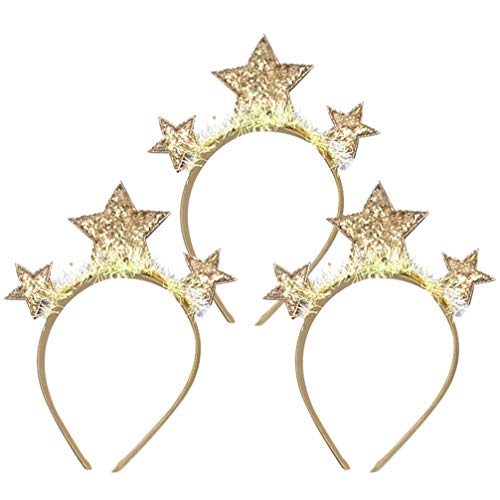 Amosfun 3-Teiliges Neujahrs-Stirnband, Neujahrs-Haarband Glitzerstern-Kopfschmuck Mit Glitzerquaste, Silvesterparty-KostüM 2025 Neujahrsparty-ZubehöR von Amosfun