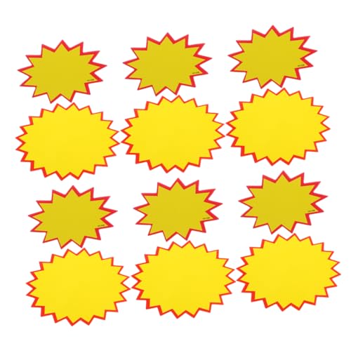 Amosfun 300 Stück Tag Löschen Preisschild Hofverkauf Liefert Flohmarkt-etiketten Kleine Einzelhandelsschilder Leere Hofzeichen Sterne Platzen Zeichen Ladenverkaufsschild Yellow Papier von Amosfun