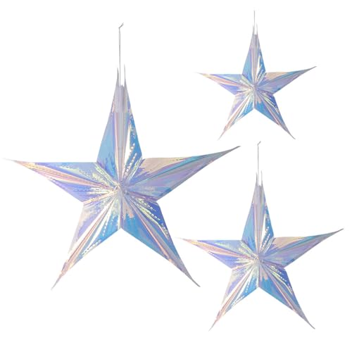 Amosfun 3pcs Irisierende Hängende Dekorationen Stern Schillernde Sterne Deko Faltsterne Holografisch Regenbogen Ornamente für Hochzeit Braut Baby Duschen Geburtstag Amosfun 3pcs Irisierende Hängende Dekorationen Stern Schillernde Sterne Deko Faltsterne Holografisch Regenbogen Ornamente für Hochzeit Braut Baby Duschen Geburtstag von Amosfun