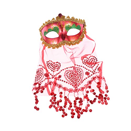 Amosfun 3St Partyschleier karneval maske faschingsmasken cosplay mask Bauchtanzmaske Mädchenkleidung Schmuck für Maskerade-Maske Maskerade-Schleier Cosplay-Maske Spaß bilden Fräulein rot von Amosfun