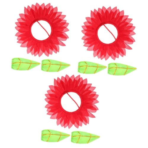 Amosfun 3st Sonnenblumenkopfbedeckung Kleidung Dekor Partyzubehör Sonnenblumenkostüm Für Kinder Lustiges Kostüm Für Kinder Sonnenblumenhut Blumen Halten Sporttreffen Die Blumen Seidentuch von Amosfun