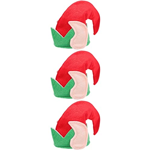 Amosfun 3st Weihnachtselfenmütze Elfenmütze Mit Ohren Elfenmützen Mit Ohren Weihnachtselfe Kostümzubehör Elf Partyhüte Elfenmützen Für Erwachsene Kind Erwachsener Wollmütze Plüschstoff von Amosfun