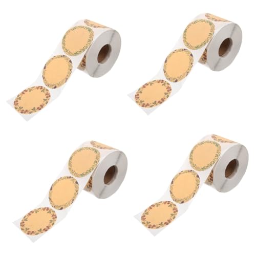 Amosfun 4 Rollen Geschenkname Tag Selbst Klebrig Etikett Aufkleber Taschen Gruß Verpackung Dekoration Kraftpapier von Amosfun