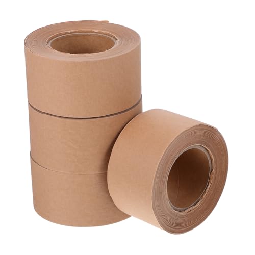 Amosfun 4 Rollen Wasseraktiviertes Verpackungsband Beschreibbares Verstärktes Kraftpapier Biologisch Abbaubar Braunes Klebeband für Kartonversiegelung Selbstklebend Gelatinfrei Vielseitig von Amosfun