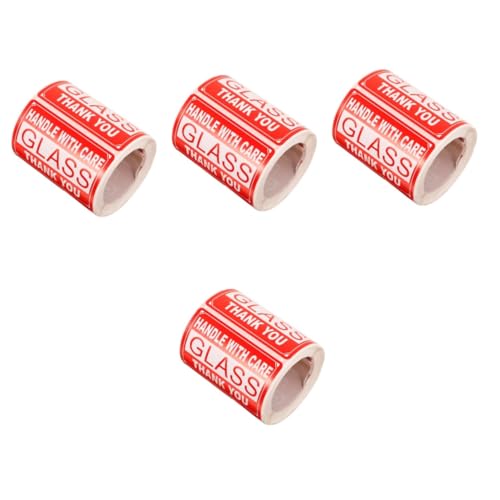 Amosfun 4 Rollen Zerbrechlicher Aufklebergriff Verpackung Warnaufkleber Klebeband Warnversandetiketten zerbrechliche Aufkleber Etiketten Versandaufkleber, Etiketten Warnpacketiketten von Amosfun