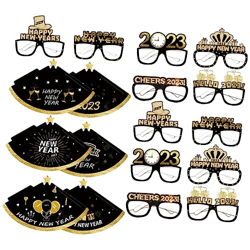 Amosfun 4 Sätze Teiliges Neujahrspartys Brille Und Hüte Lustige Fotorequisiten Für Silvesterfeiern Und Erwachsene Designs Für Unvergessliche Erinnerungen 18 Stücke * 4 von Amosfun