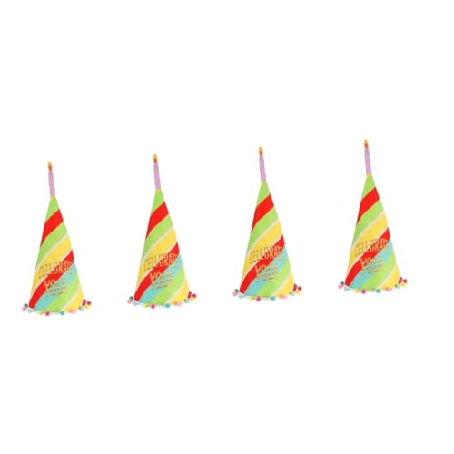 Amosfun 4 Stück Geburtstagsparty-Hut Kappen Geburtstagshut prop Partyhüte als Dekoration tragbar schmücken alles zum Geburtstag Kopfbedeckung Kind konische Kappe von Amosfun