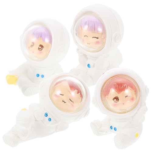 Amosfun 4 Stück Mikro-Landschaftsverzierung Cartoon-Astronautenmodell Hausdekorationen für zu Hause Spielzeug für Mädchen Mädchenspielzeug Lächeln Astronaut Statue Ornament Kinderspielzeug von Amosfun