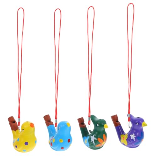 Amosfun Realistische Vogelruf-pfeifen Aus Keramik 4er-Pack Tragbare Pfeifen Für Partys Sammler Und Badespaß von Amosfun