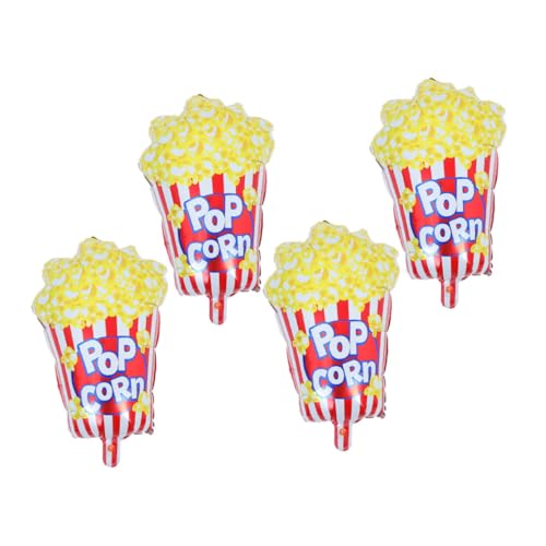 Amosfun 4 Stück Popcornballon Popcorn-Requisite Filmpartydekorationen Popcorn-Dekorationen für Partys Zubehör für Film-Mottopartys Fast-Food-Partydekorationen Ballondekor Aluminiumfolie von Amosfun