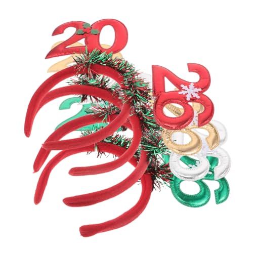 Amosfun 4 Stück Teiliges Neujahrs-stirnband mit Glitzer Tinsel Schneeflocken Beeren Farbenfrohes Haar-accessoire für Weihnachts Silvesterfeiern Komfortabel Vielseitig für Festliche von Amosfun