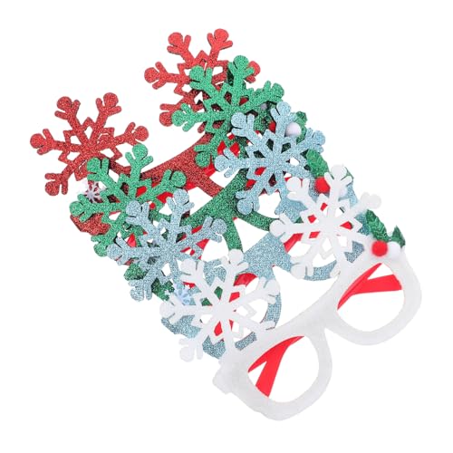 Amosfun 4 Stück Teiliges Schneeflocken Brillenrahmen für Weihnachtsfeiern Glitzernde Weihnachtsbrille für Festliche Anlässe und Foto Requisiten für Feiern und Dekorationen von Amosfun
