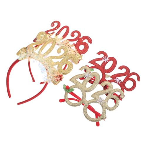 Amosfun 4 Stück Teiliges Year's Eve Glitzer Haarband und Festliche Sonnenbrillen Funkelnde Haarschmuck für Partys Feiertagsdekorationen und Silvesterfeiern von Amosfun