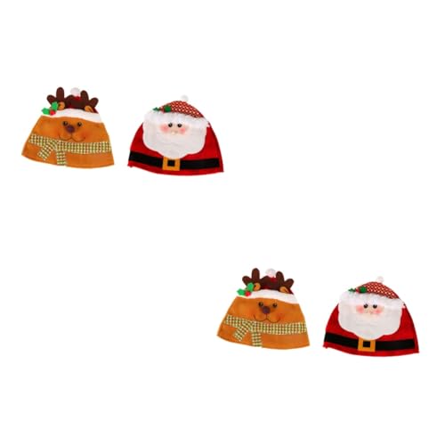 Amosfun 4 Stück Weihnachtsmütze Zylinder Weihnachtsmannmütze Alufolienhut Kostüm Hut Performance-requisiten-kappe Party Geweihhut Weihnachtsfeier Kopfschmuck Geweih Hut Kleidung Karikatur von Amosfun