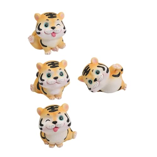 Amosfun Cartoon-Tiger-Ornament 4-teilig Harz Tiger-schmuck Für Die Dekoration Im Home-Office von Amosfun