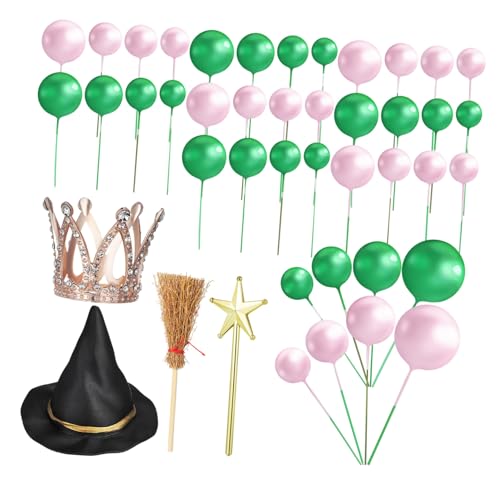 Amosfun 44 Stück Hexen-Party-Kuchendekorationen, inklusive Hexenhut, Krone, Besen, Stern, Zauberstab, Mini-Kugeln, leichte Halloween-Kuchenaufsätze für Gastgeschenke Amosfun 44 Stück Hexen-Party-Kuchendekorationen, inklusive Hexenhut, Krone, Besen, Stern, Zauberstab, Mini-Kugeln, leichte Halloween-Kuchenaufsätze für Gastgeschenke von Amosfun