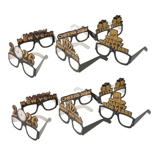 Amosfun 5 Sätze Silvester Partybrillen aus Papier Glitzernd Einweg Neujahrsfoto-requisiten Leichtes Design für Year Eve Feier Zubehör von Amosfun