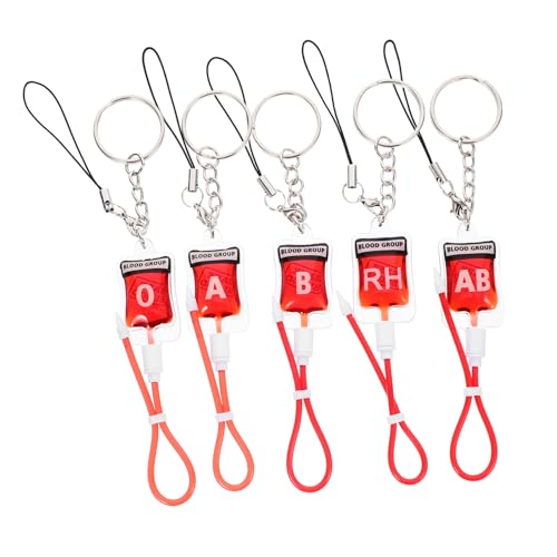 Amosfun 5 Stück Blutgruppen-Schlüsselanhänger mit Charm, einzigartige Halloween-Party-Schlüsseldekoration, Zubehör für Rucksäcke, Gepäck, Telefonzubehör, Festival-Geschenke Amosfun 5 Stück Blutgruppen-Schlüsselanhänger mit Charm, einzigartige Halloween-Party-Schlüsseldekoration, Zubehör für Rucksäcke, Gepäck, Telefonzubehör, Festival-Geschenke von Amosfun