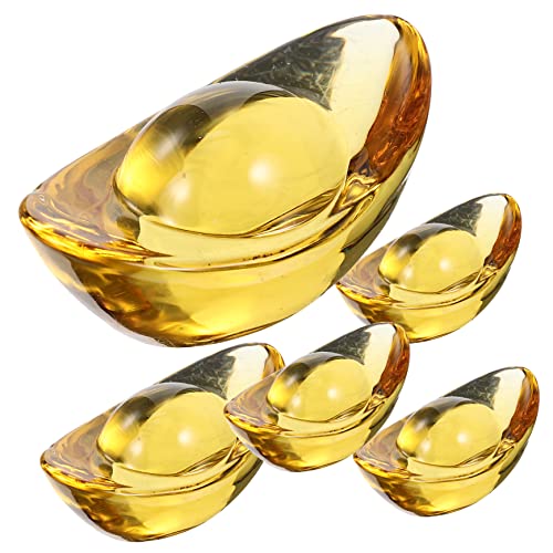 Amosfun 5 Stück Teiliges Crystal Ingot Retro Ingot Dekoration für Wohnzimmer Büro und Besondere Anlässe Symbolisiert Wohlstand von Amosfun