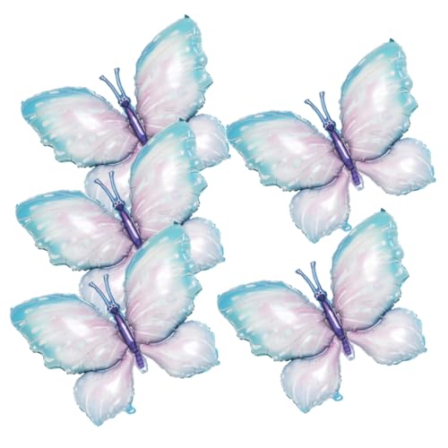 Amosfun 5 Stück Teiliges Schmetterlings Folienballons für Geburtstagsfeiern Dekorative Luftballons aus Aluminiumfolie Babypartys und Hochzeiten Foto Requisiten von Amosfun