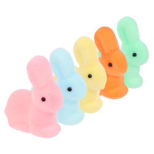 Amosfun 5 Stück Vollstunde Osterhasen Dekorationen Frühlingshafte Tischdeko Frühlings-hasen-dekorationen Osterparty Kaninchen Dekorationen Plüschhasenfiguren Transparent Schaumbeflockung von Amosfun