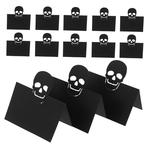 Amosfun 50 Stück Halloween Schädel Tischzeltkarten als Gedeck unheimliche Namenskarten für Party, Hochzeit, Jahrestag, Dekoration, stilvolle Sitzschilder für Halloween-Tischorganisation Amosfun 50 Stück Halloween Schädel Tischzeltkarten als Gedeck unheimliche Namenskarten für Party, Hochzeit, Jahrestag, Dekoration, stilvolle Sitzschilder für Halloween-Tischorganisation von Amosfun