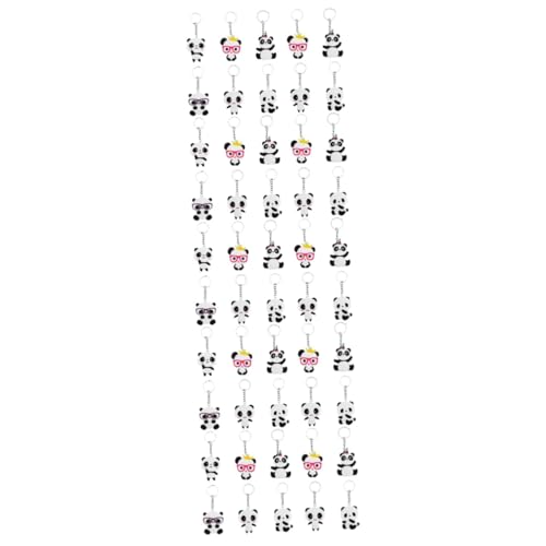 Amosfun 50 Stück Schlüsselanhänger matschig Cartoon-Tier Figur Mini Schlüsselbund Schlüsselringe Dekor schöne Panda-Anhänger Taschenanhänger Rucksack schmücken Zubehör Ornament Kind PVC von Amosfun