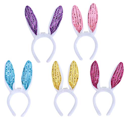 Amosfun 5Pcs LED Leuchten Üppigen Hasenohren Stirnband Bunny Haarband Kopfschmuck Party Foto Requisiten für Karneval Ostern Parteibevorzugung von Amosfun