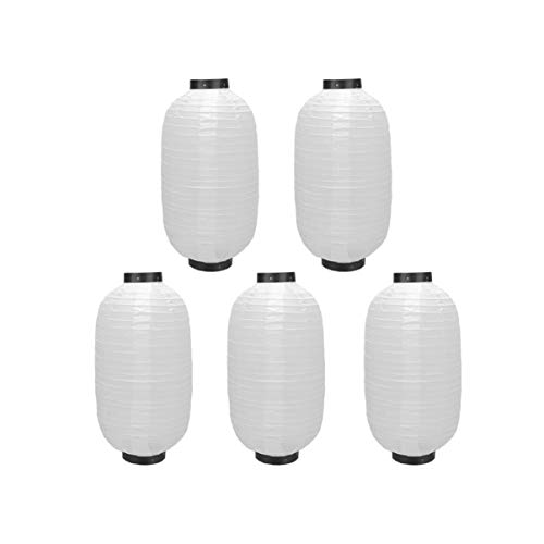 5pcs Japanese Waterproof Foldable White Silk Lantern Christmas New Years Eve Wedding Party Hanging Decorations Garden Ornaments 27x39cm von Amosfun