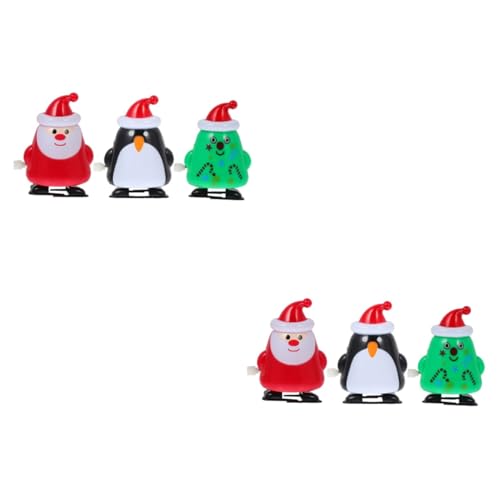Amosfun 6 STK Aufzieh Spielzeug Kleines Spielzeug Weihnachtsmann Lustiges Aufziehspielzeug Weihnachtsspielzeug Zum Aufziehen Pinata-Spielzeug Aufziehpinguin Sack Plastik Haushalt Kind von Amosfun
