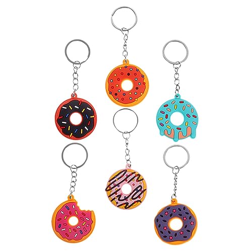 Amosfun 6 Stück Donut Schlüsselanhänger Süße PVC Anhänger für Taschen und Geldbörsen Kreative und Praktische Schlüsselringe für Mädchen für Partys und von Amosfun