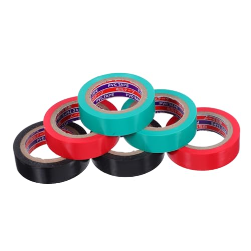 Amosfun 6 Stück Isolierband Elektrikerband Buntes elektrisches Klebeband Drahtisolierung Buntes Band flexibles Flachkabelband Band elektrisch Hochtemperaturbänder Isolierbänder PVC Schwarz von Amosfun