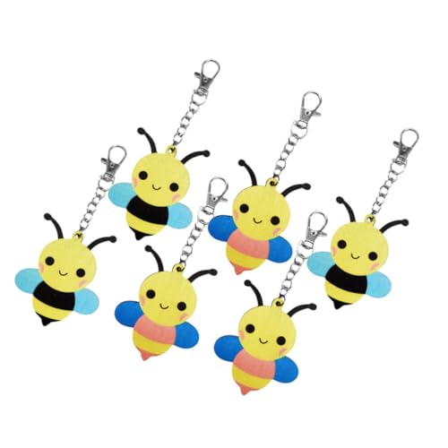 Amosfun 6 Stück Teiliges Niedliche Holz bienen Schlüsselanhänger Schwarz Hübsche Taschen Schlüssel dekoration für Schulkinder Praktische Anhänger für Rucksack und Geschenkfüllung von Amosfun
