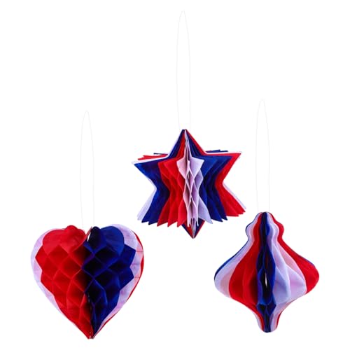 Amosfun 6 Stück Teiliges Wabenball Dekorationen Rot Weiß und Blau für Unabhängigkeitstag Hängende Ornamente für Patriotische Feiern Vielseitige Formen für Drinnen und Draußen Amosfun 6 Stück Teiliges Wabenball Dekorationen Rot Weiß und Blau für Unabhängigkeitstag Hängende Ornamente für Patriotische Feiern Vielseitige Formen für Drinnen und Draußen von Amosfun
