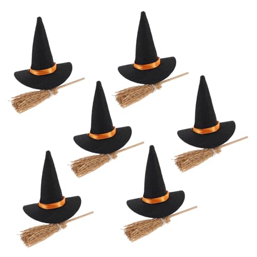 Amosfun 6er-Set Hüte, Miniatur-Strohbesen, Halloween-Ornamente, kleiner Hexenhut, schwarz, Halloween-Dekorationen, für den Innenbereich, kleine Mini-Holzfiguren Amosfun 6er-Set Hüte, Miniatur-Strohbesen, Halloween-Ornamente, kleiner Hexenhut, schwarz, Halloween-Dekorationen, für den Innenbereich, kleine Mini-Holzfiguren von Amosfun
