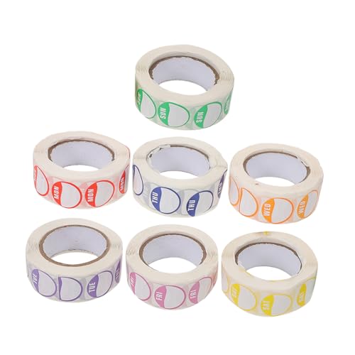Amosfun 7 Rollen Zeitmanagementaufkleber Etiketten Farbig Tag Datum Klebrig Geformt Aufkleber Beschriftungen Erste Woche Dot -aufkleber Kleberaufkleber Beschichtetes Papier von Amosfun