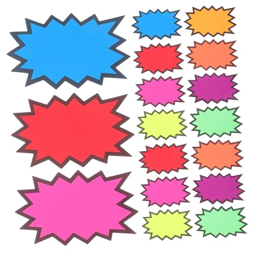 Amosfun 80 Stück Fluoreszierende Preisetiketten Bunte Burst Schilder für Einzelhandel Garagenverkäufe Veranstaltungen Robuste Beschreibbare Etiketten für Preisgestaltung und Promotionen von Amosfun