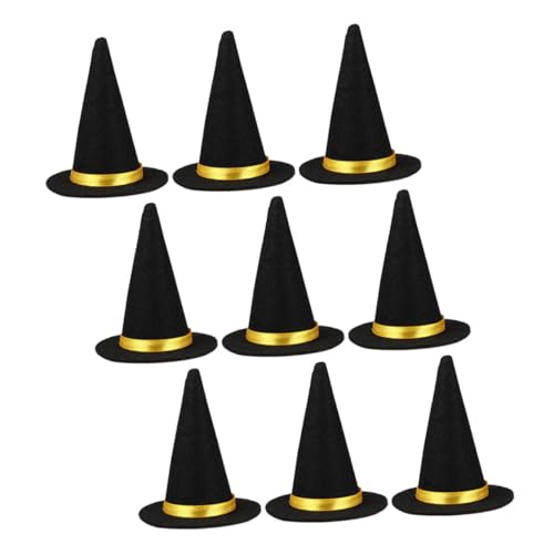 Amosfun 9 Stück schwarze Mini-Hexenhüte für Halloween, Flaschenverschluss-Aufsätze, winzige Zauberer-Kappen für Bastelarbeiten, Partyzubehör, Puppenhaus-Dekorationen, kreatives festliches Amosfun 9 Stück schwarze Mini-Hexenhüte für Halloween, Flaschenverschluss-Aufsätze, winzige Zauberer-Kappen für Bastelarbeiten, Partyzubehör, Puppenhaus-Dekorationen, kreatives festliches von Amosfun