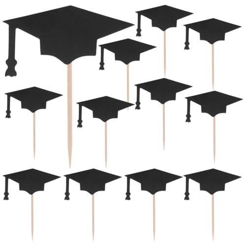 Amosfun Abschluss Konfetti Doktor Hut Kuchen Topper Cupcake Picks Tischkonfetti Streudeko Tischdeko für Graduierung Deko Abschluss Party Dekoration 12 Stücke von Amosfun