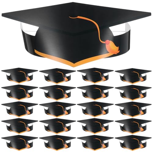 Amosfun Abschlusshüte aus schwarzem Papier – 72 Stück mit breiter Krempe und elastischem Band verstellbar für Partys und Abschlussfeiern von Amosfun