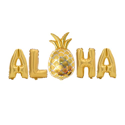 Amosfun Aloha Hawaiian Party Folienballons Ananas Party Favors Supplies Luau Hawaii Party Dekoration (Golden) von Amosfun