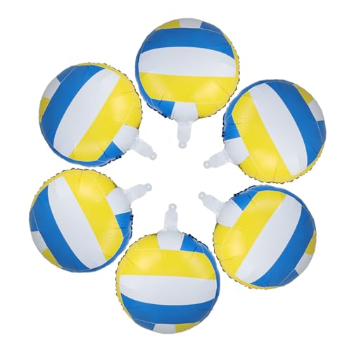 Amosfun Aufblasbare Volleyball-Ballons, leicht, tragbar, Sport-Motto-Party-Dekorationen für Outdoor, Strand, Geburtstag, Events, stilvolle blau-gelbe Volleyball-Partygeschenke, 6 Stück Amosfun Aufblasbare Volleyball-Ballons, leicht, tragbar, Sport-Motto-Party-Dekorationen für Outdoor, Strand, Geburtstag, Events, stilvolle blau-gelbe Volleyball-Partygeschenke, 6 Stück von Amosfun