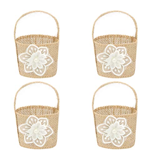 Amosfun Blumenkörbe aus Jute für Hochzeiten, Blumenmädchen, mit Schleife, Vintage-Stil, rustikale Hochzeitszeremonie, 4 Stück Größe 1 Bild 8 von Amosfun
