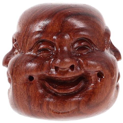 Amosfun Buddha Kopf Statue aus Holz Handgefertigte Buddha Figur für Moderne Wohnzimmer Dekoration Stilvolle Holzskulptur für Regal und Kommode Einzigartiges Design für von Amosfun