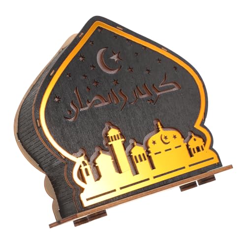 Amosfun Leuchtendes Schloss-nachtlicht Ramadan-dekorlampe Holzdesign Eid Mubarak- Für Party von Amosfun