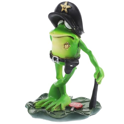 Amosfun Entzückende Froschskulptur Aus Harz – Froschstatue Aus Harz Miniatur-froschfigur Dekorativer Frosch Für Schreibtisch Und Garten von Amosfun